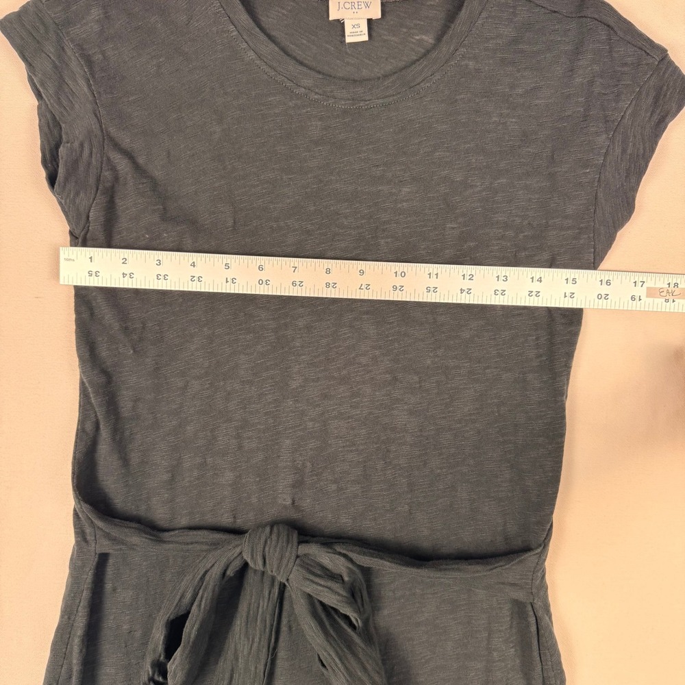 J.Crew T-Shirt Dress Women XS‎ Black Good Slub Cotton Waist Tie CI193 - Picture 7 of 9